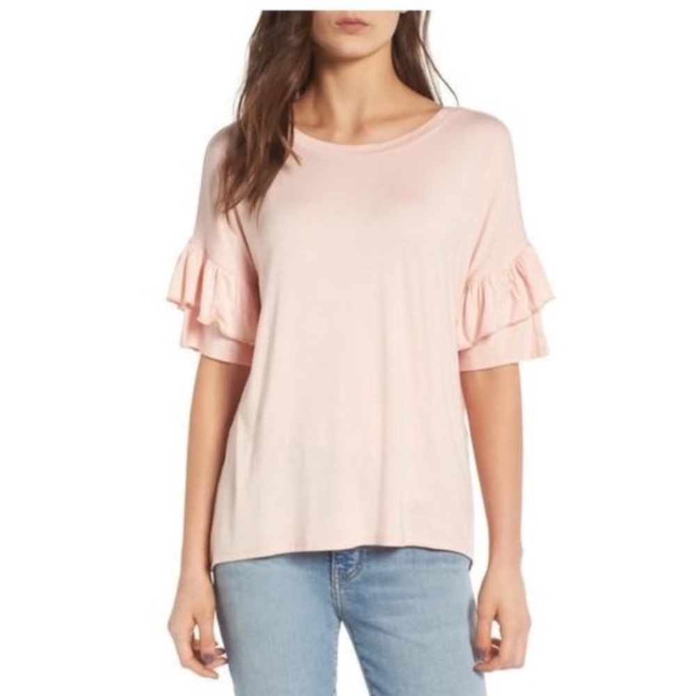 Chelsea28 Ruffle Sleeve Tee Peach